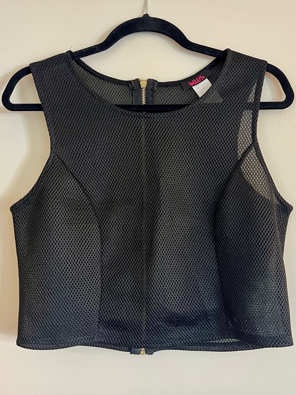 Mesh Zipper Crop Top